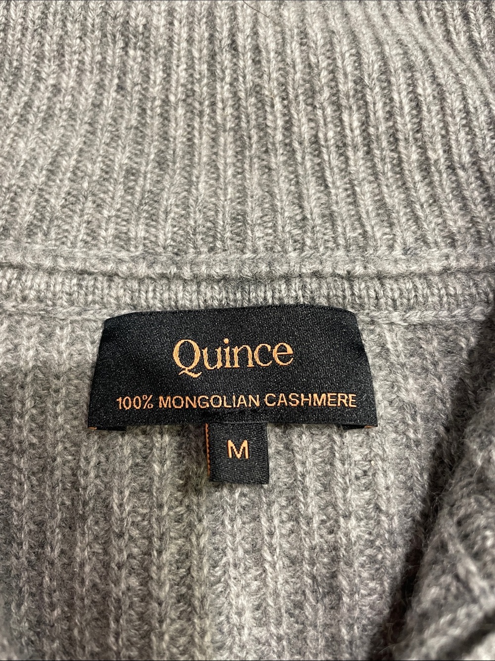 Quince Women’s Light Gray Ribbed Quarter-Zip Sweater - Picture 3 of 3